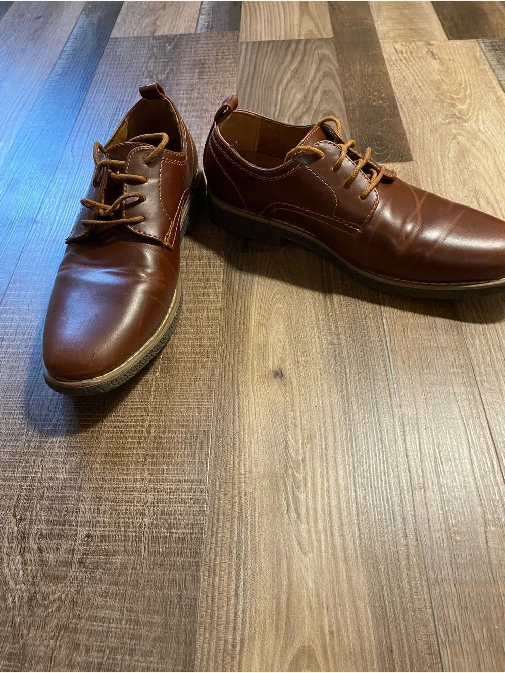 Deer Stags Men's Brown Leather Lace-Up Oxfords